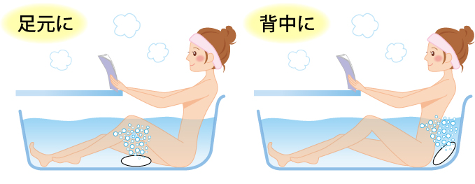 足元や背中に　水素バス　水素風呂　アクアイングスパ